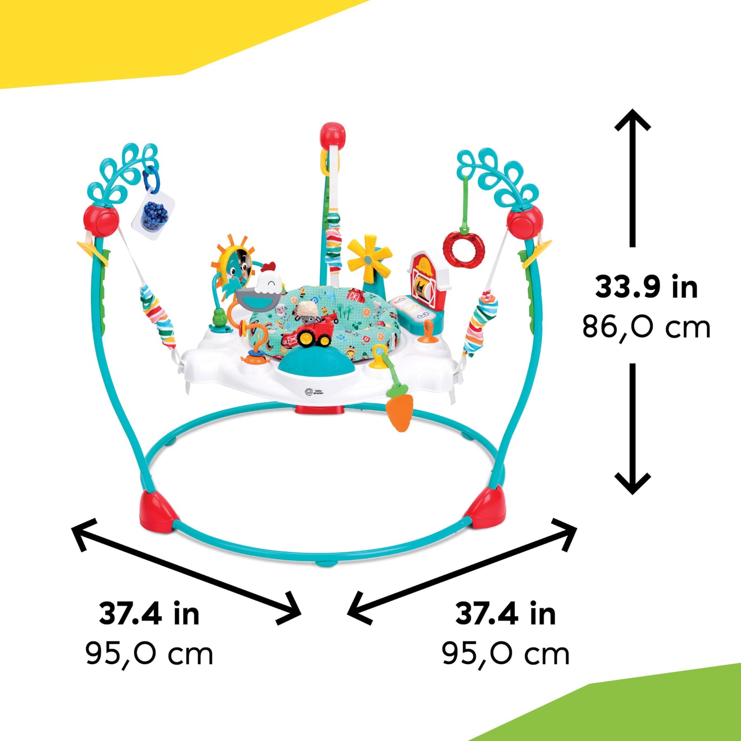 Baby Einstein Farm Explorers Jump & Learn Barnyard 2-in-1 Baby Jumper Activity Center with Interactive Toys, Music, Lights, & Sounds, Ages 6-12 Months