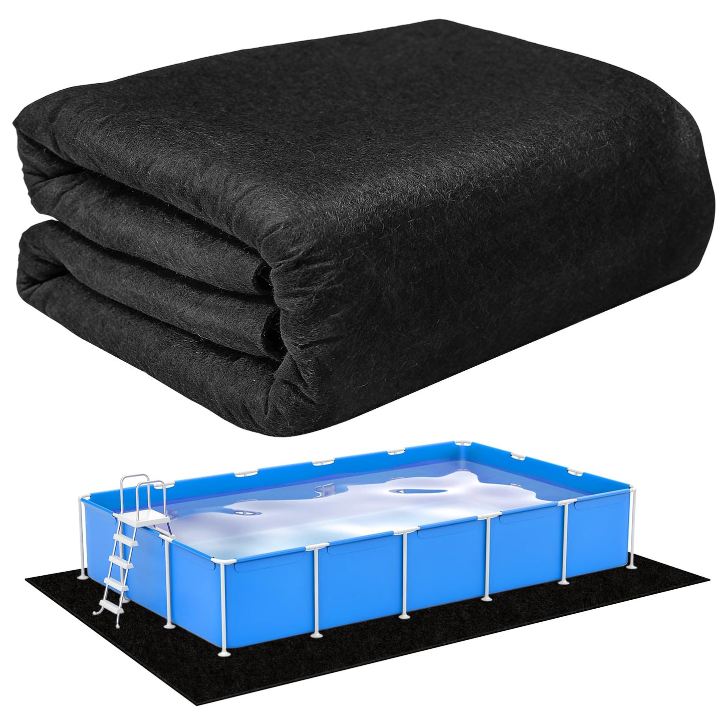 VICAMB 15 x 10ft Rectangular Pool Liner Pad for Above Ground Swimming Pools,220g/㎡ Heavy Duty Pool Ground Mat Under Pool Pad,Pools Bottom Liner Protector to Prevent Puncture and Extend Liner Life