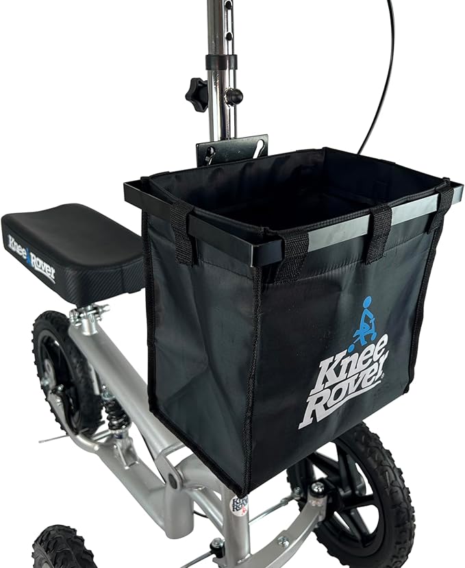 KneeRover Deluxe Knee Scooter Basket Accessory with Large Capacity - Knee Rover Basket Attachment Includes Universal Bracket Mount - Fits Most Knee Scooter Walker Models