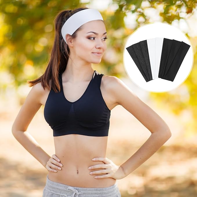 Fishinsea 8 Pack Sport Headbands for Women, Elastic Soft Fabric Non-Slip Hair Bands Hair Warp for Daily Workout Yoga Running Sports
