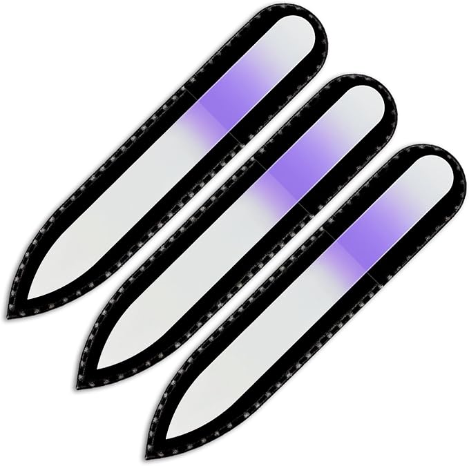 Mont Bleu Rainbow Crystal Nail File in Black Pouch - Small - Purse Size - Czech Tempered Glass - Handmade in Czech Republic - Nail Care Gift Set