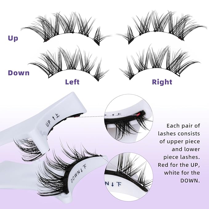 B&Qaugen Reusable Magnetic Eyelashes Natural Look False Eyelashes with Applicator Easy to Wear and Remove Glue-Free Pestañas Magnéticas(CX02)