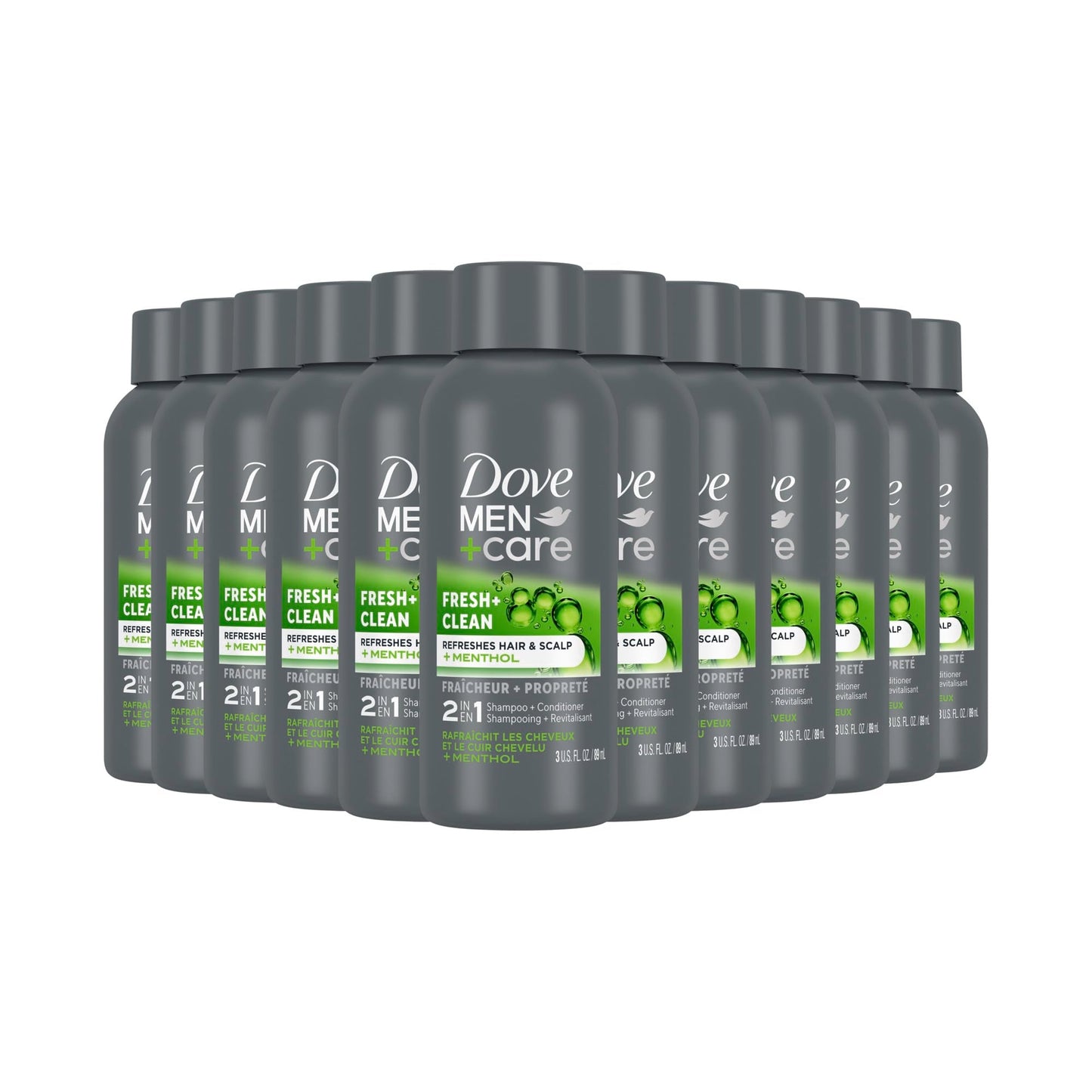 DOVE MEN + CARE Fortifying 2 in 1 Shampoo and Conditioner for Normal to Oily Hair Fresh and Clean with Caffeine Helps Strengthen Thinning Hair 3 oz (Pack of 12)