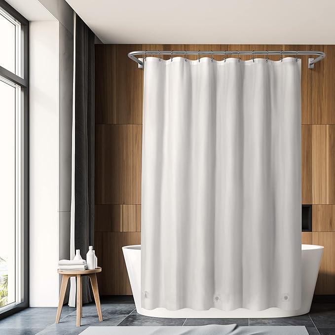 Barossa Design White Shower Curtain Liner - Premium PEVA, BPA & PVC Free, No Chemical Smell, Lightweight Shower Curtain with 3 Magnets, Metal Grommets - White, Standard Size