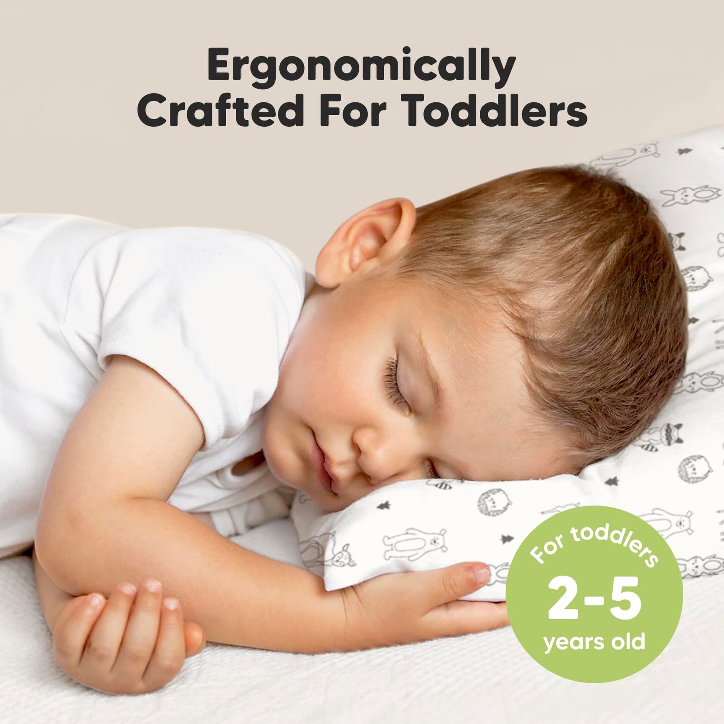 KeaBabies Toddler Pillow with Pillowcase, Jumbo 14X20 - Soft Organic Cotton Toddler Pillows for Sleeping - Machine Washable - Perfect for Travel, Toddler Bed Set(KeaFriends)