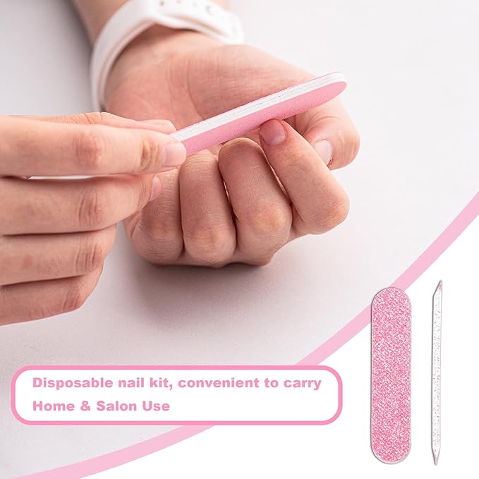 Mini Nail Files 240 Grit, Crystal Stick, Individually Packaged Nail Tool Kit Suitable for Fingernails, Toenails & Press on Nail, 30pcs Nail Kits