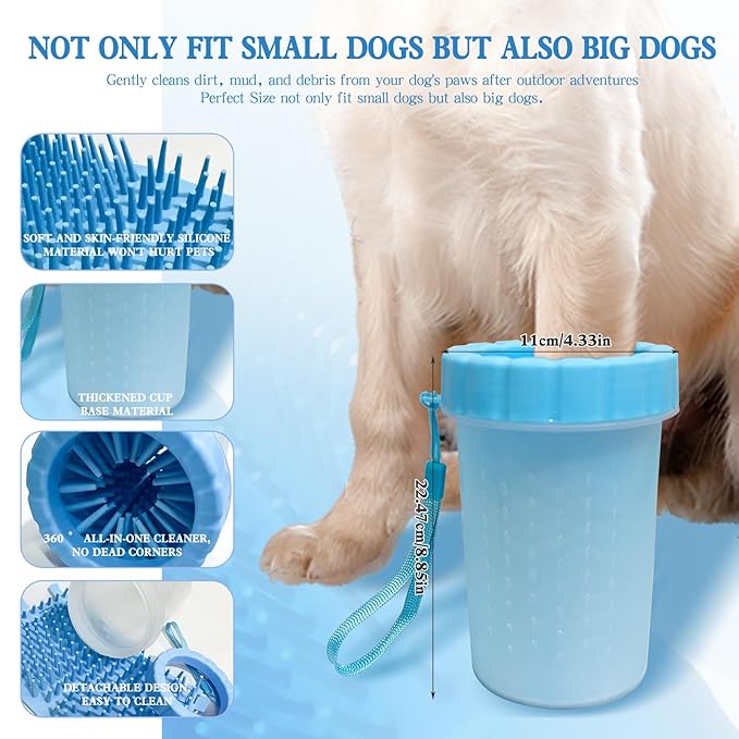 【𝗡𝗲𝘄 𝗳𝗼𝗿 𝟮𝟬𝟮𝟲】9PCS Dog Washing Kit - with Shampoo Brush,Pet Paw Cleaner and Claw Cream,Washing Gloves, Bath Brush,ToothBrushes & Ear Cleaner,Self Cleaning Slicker Brush,Dog Bath Supplies
