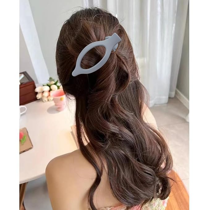Flat Hair Clips for Women Lay Flat Hair Claw Clips for Thin Thick Hair 3Pcs French Concord Hair Clips Large Hair Clips Matte Neutral Jaw Clips Hair Clamps Hair Accessories White Grey