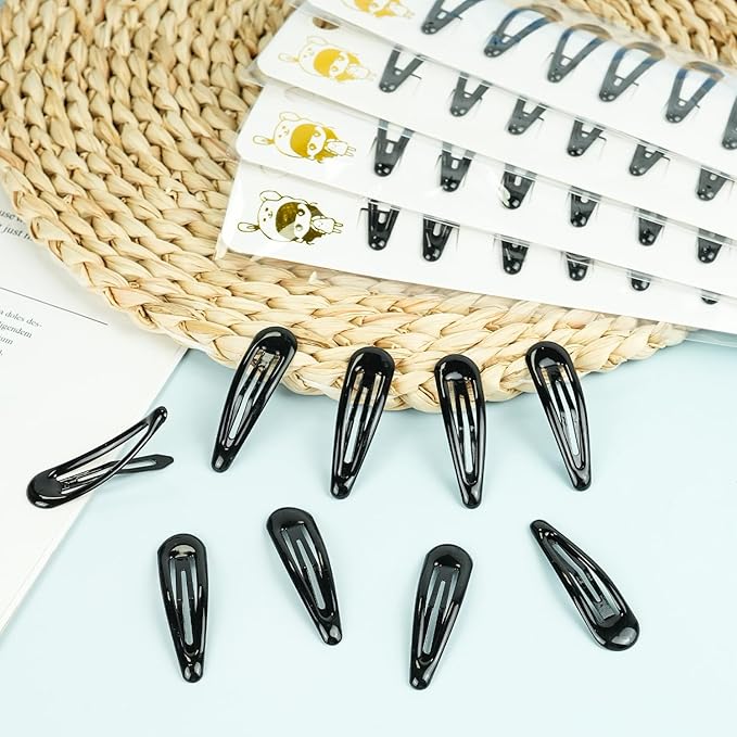 40pcs Snap Hair Clips, 2'' Hair Clip, Non-slip Black Hairpin Accessories for Women Girls, Metal Barrettes for Styling, Black