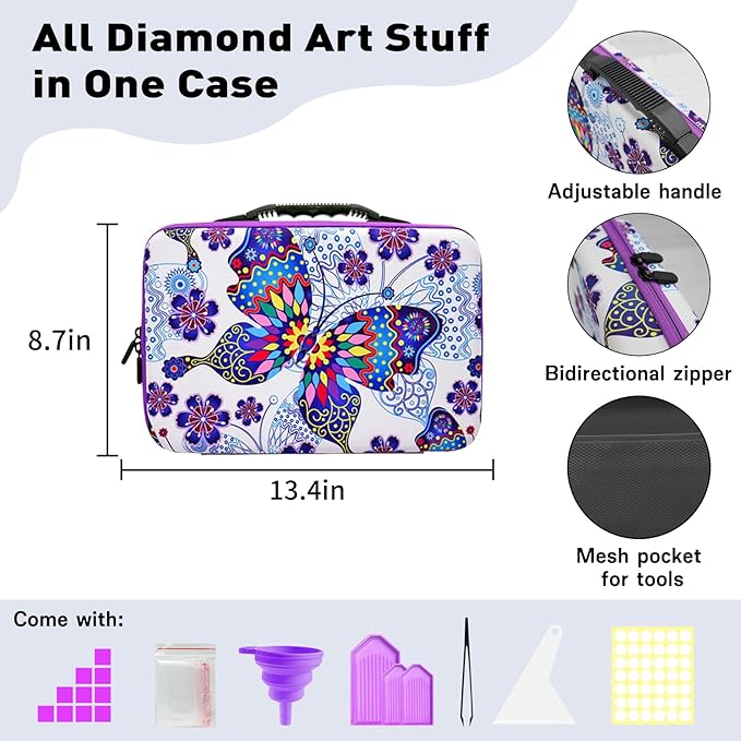 ZORETCO Diamond Painting Storage Case,60 Slots Diamond Art Kits with Accessories for Craft Jewelry Beads Organizer Boxes