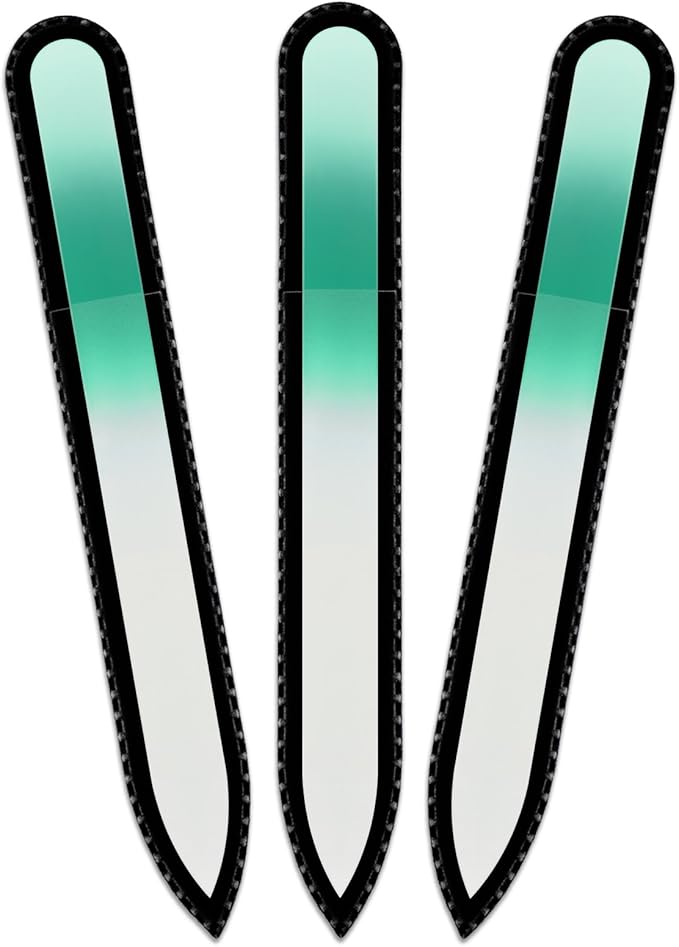 Mont Bleu Rainbow Glass Nail File in Black Pouch - Czech Tempered Glass - Handmade in Bohemia-Czech Republic - Best Nail File for Women