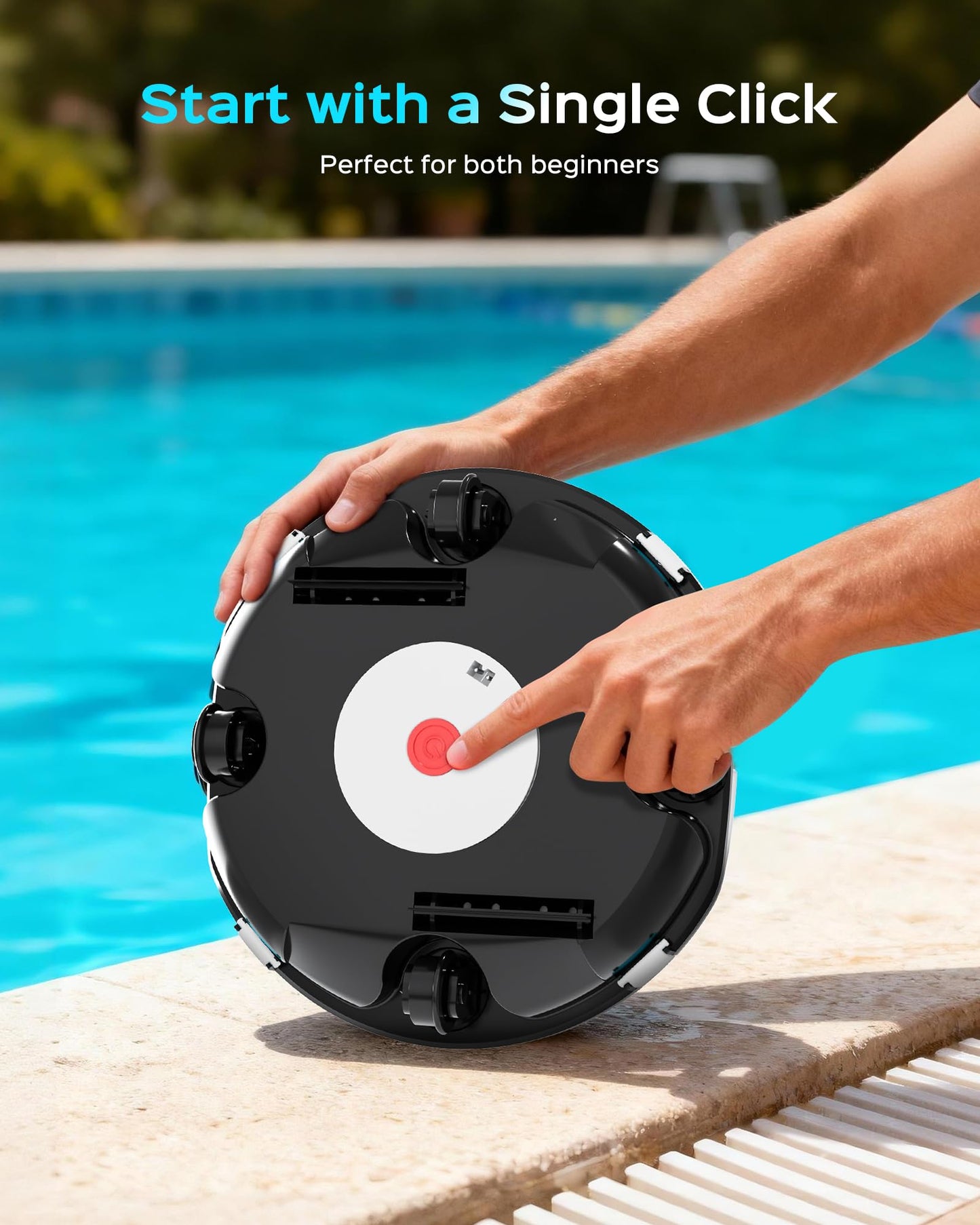 (2026 Upgrade) Cordless Robotic Pool Cleaner, Lasts 80 Min, Automatic Vacuum for Above-Ground Pools up to 650 Sq.ft,Portable, Self-Parking(Black Blue)