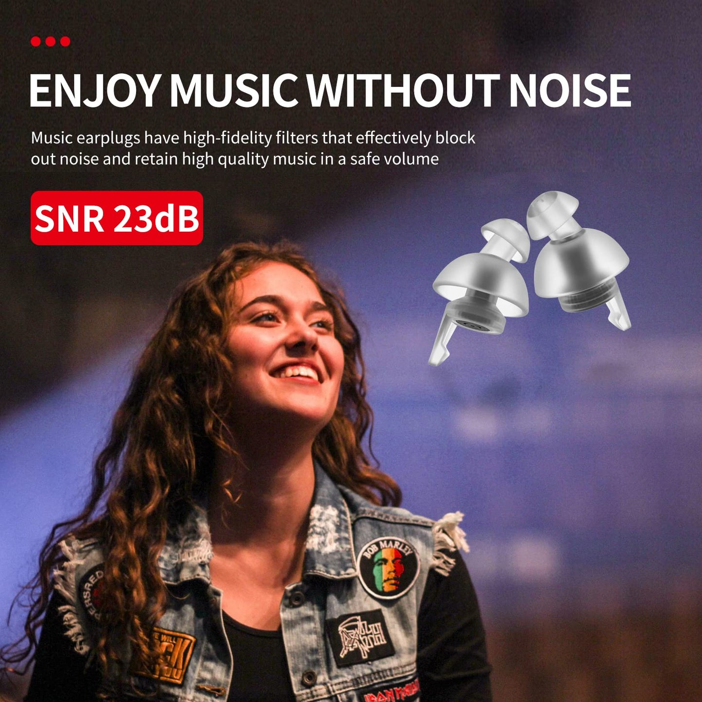 LYSIAN High Fidelity Concert Ear Plugs, 23dB Noise Reduction Musician Earplugs for Festivals, DJs, Drummers, Raves and Motorcycle Riding, Reusable Hearing Protection, 2 Pairs with Carrying Case