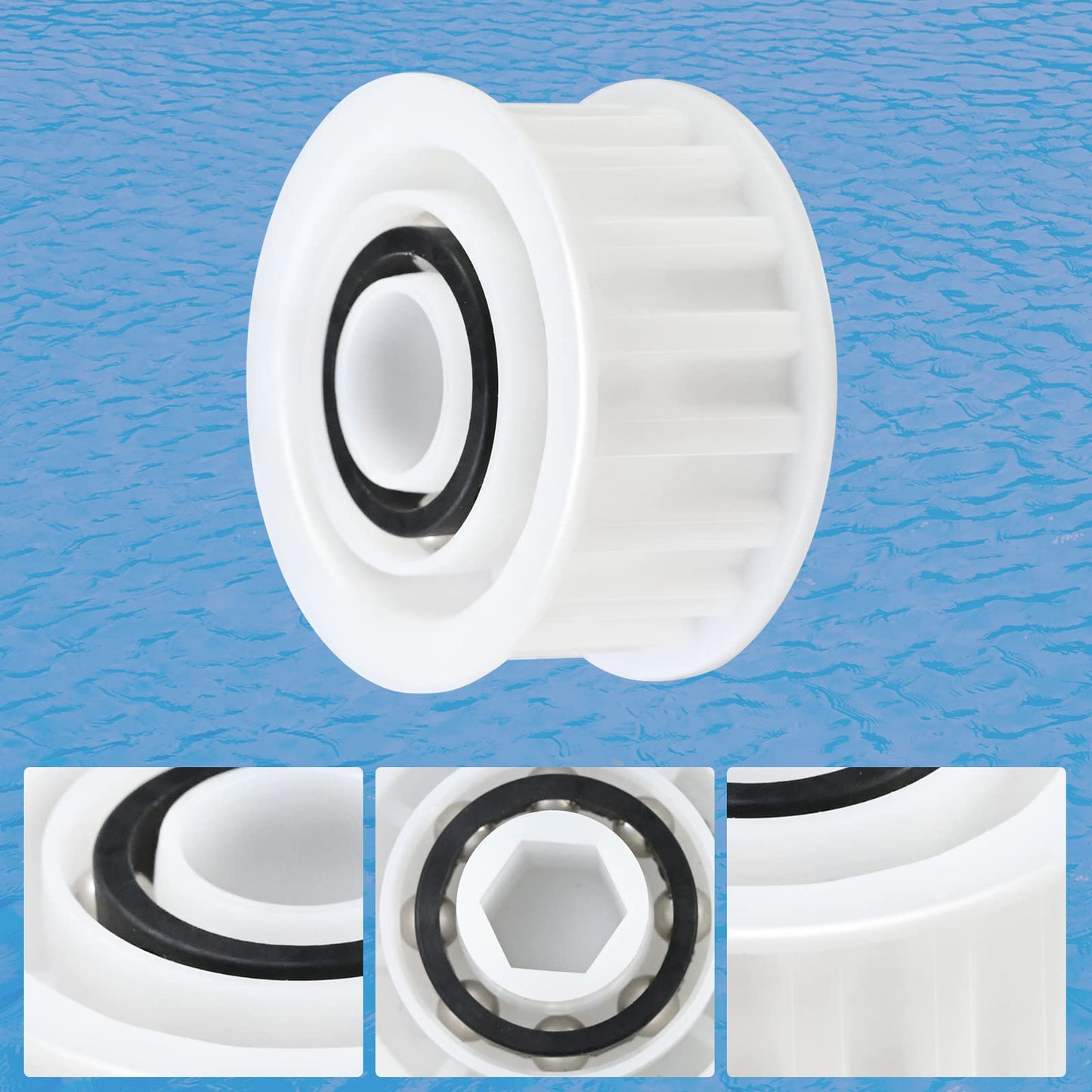 Upgrade 4 Pack Guide Wheels with 2 Pulley Gears, Part Number 3884997-R6, Replacement Compatible with Maytronics Dolphin, Nautilus CC Plus Automatic Robotic Pool Cleaner M200/M400/M500 &Dx3/Dx4/Dx6