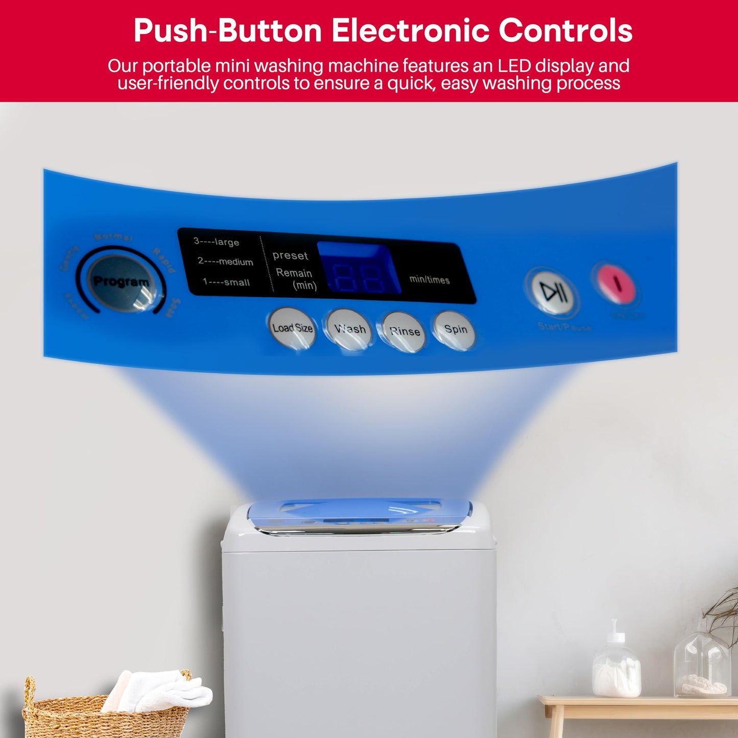 HAMILTON BEACH 0.9 Cu Ft Top Load Portable Washing Machine Washer on Wheels, White