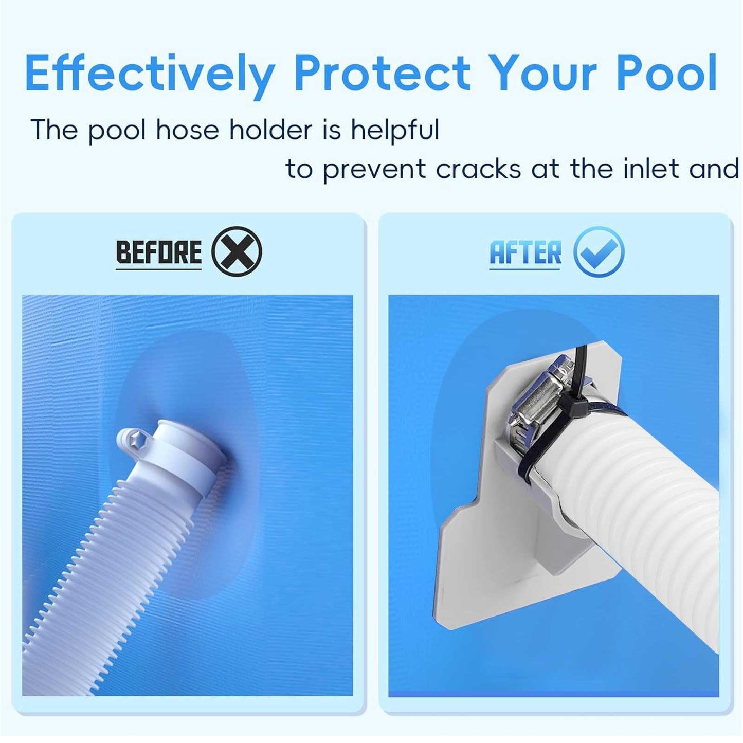1-1/4" Pool Hoses Kit Replacement for Above Ground Pools – 1.25" Pool Filter Pump Hose with Hose Holders & Clamps Compatible with Intex Pool Filter Pump 607, 637 (White -2 Pack)