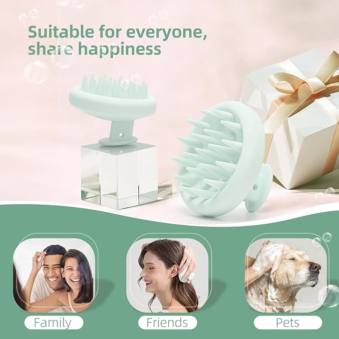 Scalp Massager Shampoo Brush, Scalp Massager Hair Growth & Dandruff Removal, Scrubber Scalp with Soft Silicone Bristles, Wet&Dry Ã¢ÂÂHair Brush for All (Mint Green)