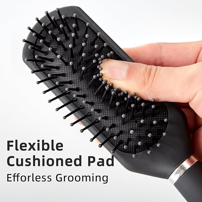 RHOS Hair Brush for Men - Detangler Hair Brush for Styling/Massage - Nylon Bristles with Cushion for Wet & Dry Hair, Bangs, Thin, Short Hair - Gray