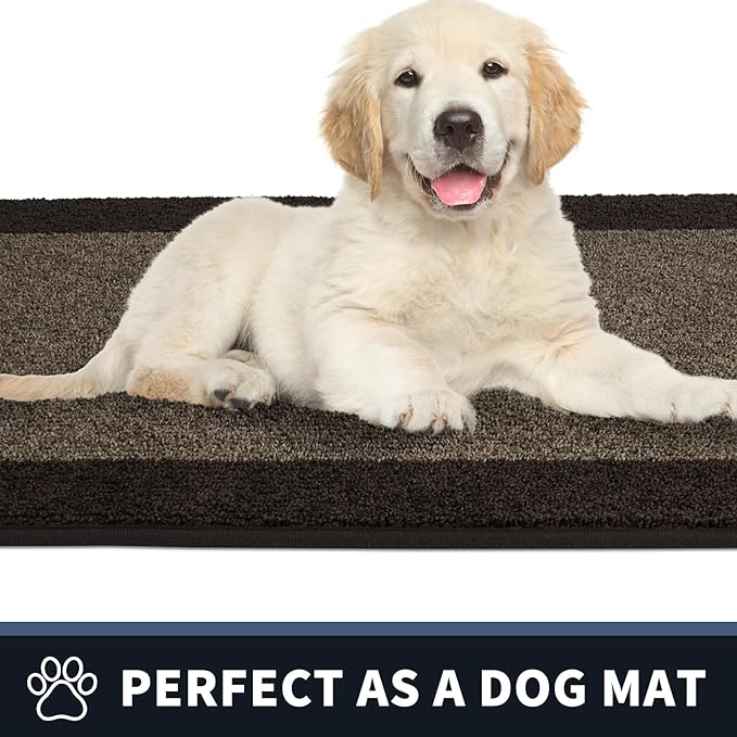 PURRUGS Dirt Trapping Door Mat 34" x 60", Non-Slip Washable Entry Mat, Dog Doormat, Front Door Mat, Super Absorbent Entrance Mat for Muddy Shoes & Paws, Grayish Brown & Coffee