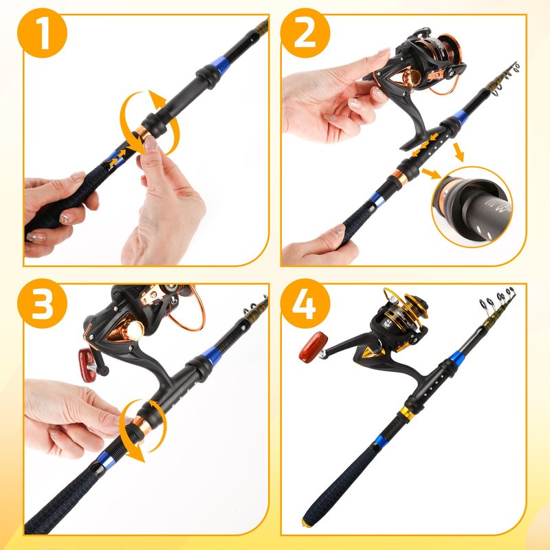 Kids Fishing Pole Set, Telescopic Fishing Rod and Reel Combo Kit for Kids/Youth, Fishing Pole for Beginners with Spincast Fish Reel, Fish Tackles, Fish Lures, Fish Lines 【Ambidextrous】