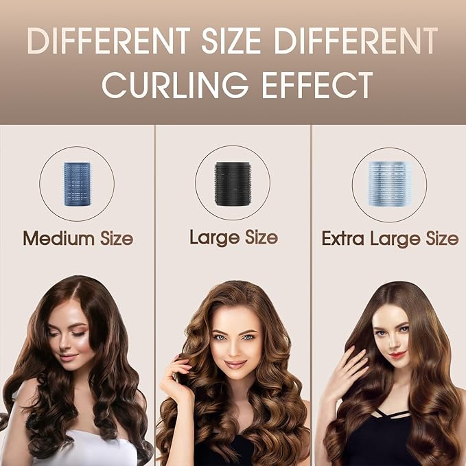 18 pcs Heatless Self Grip Hair Rollers,Large Curlers for Long Medium Short Hair,No Heat Hair Curlers to Sleep In,Salon Hairdressing Curlers for Women Blowout Look,3 Sizes Hair Rollers