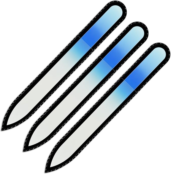 Mont Bleu Rainbow Glass Nail File - Czech Tempered Glass - Handmade in Bohemia, Black Pouch - Natural Nails