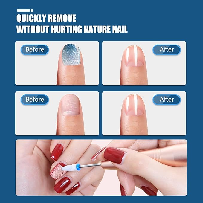 Depvko 21pcs Nail Drill Bits Sets, 3/32 Inch Cuticle Electric Nail File and Ceramic Acrylic Gel Nail Bit Kit, Acrylic Nail Art Tools, Carbide Remover Bits for Manicure Pedicure, Home Salon