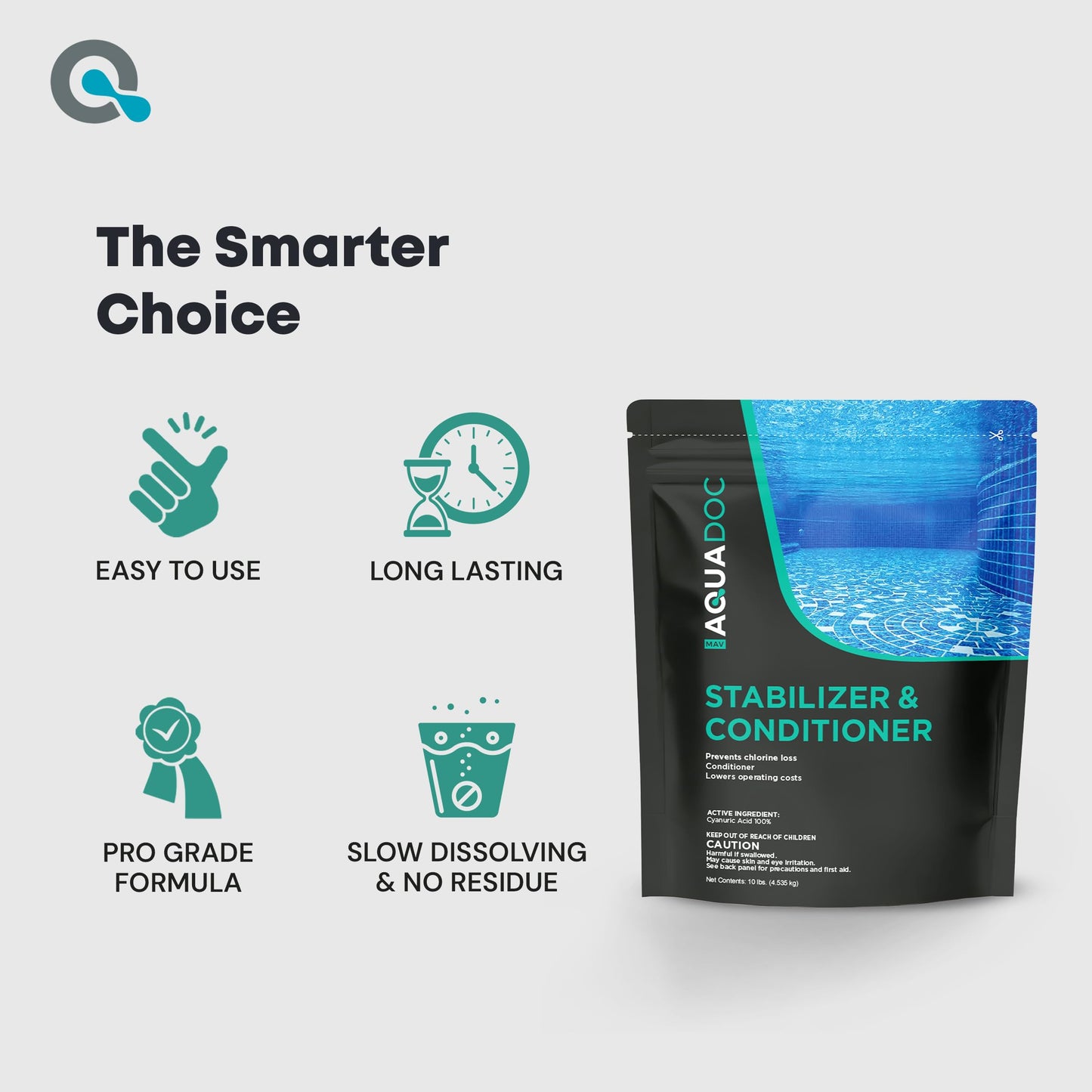 MAV AquaDoc Pool Stabilizer and Conditioner - 10 lb - Cyanuric Acid Stabilizer for Swimming Pools - Pool Chemicals Made in the USA