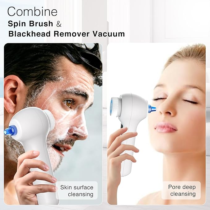 UMICKOO 3 in 1 Facial Cleansing Brush & Blackhead Remover, Rechargeable Face Scrubber with LCD Screen, IPX7 Waterproof, Deep Pore Cleaning, Exfoliating & Massaging for All Skin Types