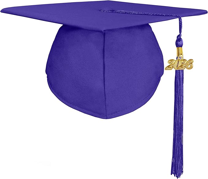 GradPlaza Matte Graduation Cap 2025 and 2026 Tassel Adult Graduation hat for High School College