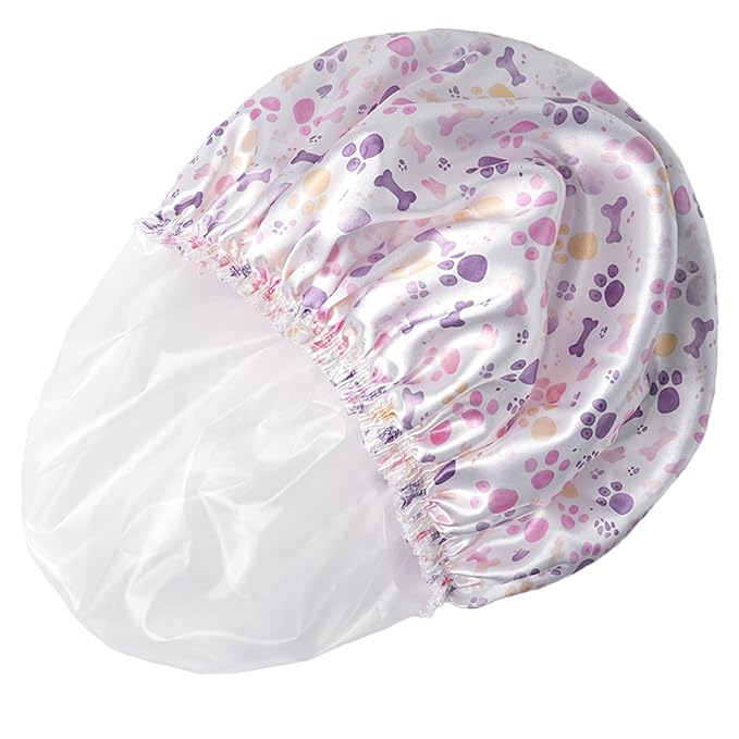 Shower Caps for Women, 4 PCS Elastic and Reusable Bath Caps, Double Layers Shower Cap Reusable Waterproof, Bathing Shower Caps, Environmental Bath Hair Protection Cap - Bow