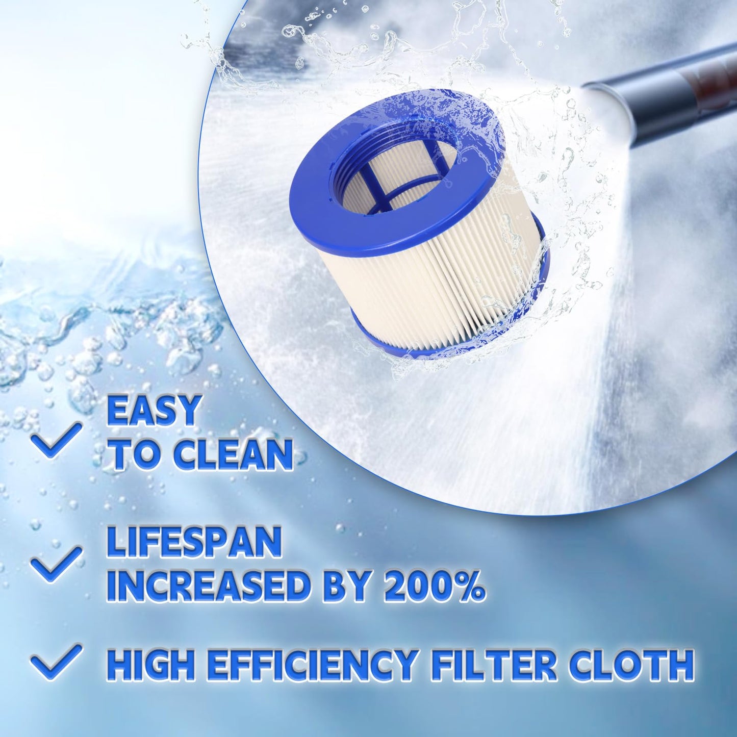 Lucasou 60% Denser Filter, High-Efficiency Screw-in Hot Tub spa Filters Replacement Compatible with All Relxtime, Aleko, Wejoy, Aquaspa Hot Tubs & Other Spas (4 Filters + 2 Filter Bags)