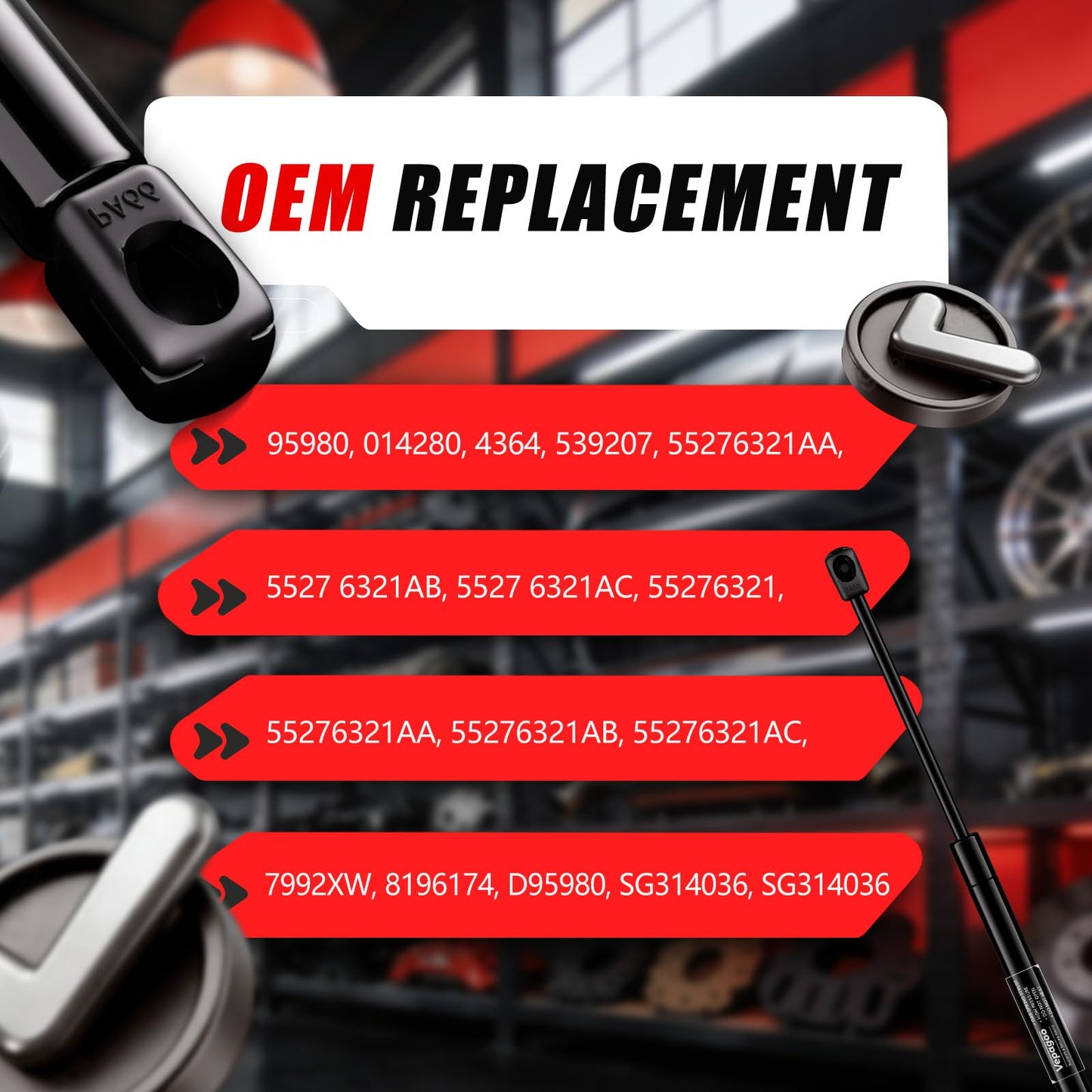 Vepagoo Front Hood Gas Struts Shocks for 2002-2010 Dodge Ram 1500/2500/ 3500/4500/ 5500, 4364 Bonnet Lift Support for Dodge Ram 2002 2003 2004 2005 2006 2007 2008 2009 2010, 2pcs