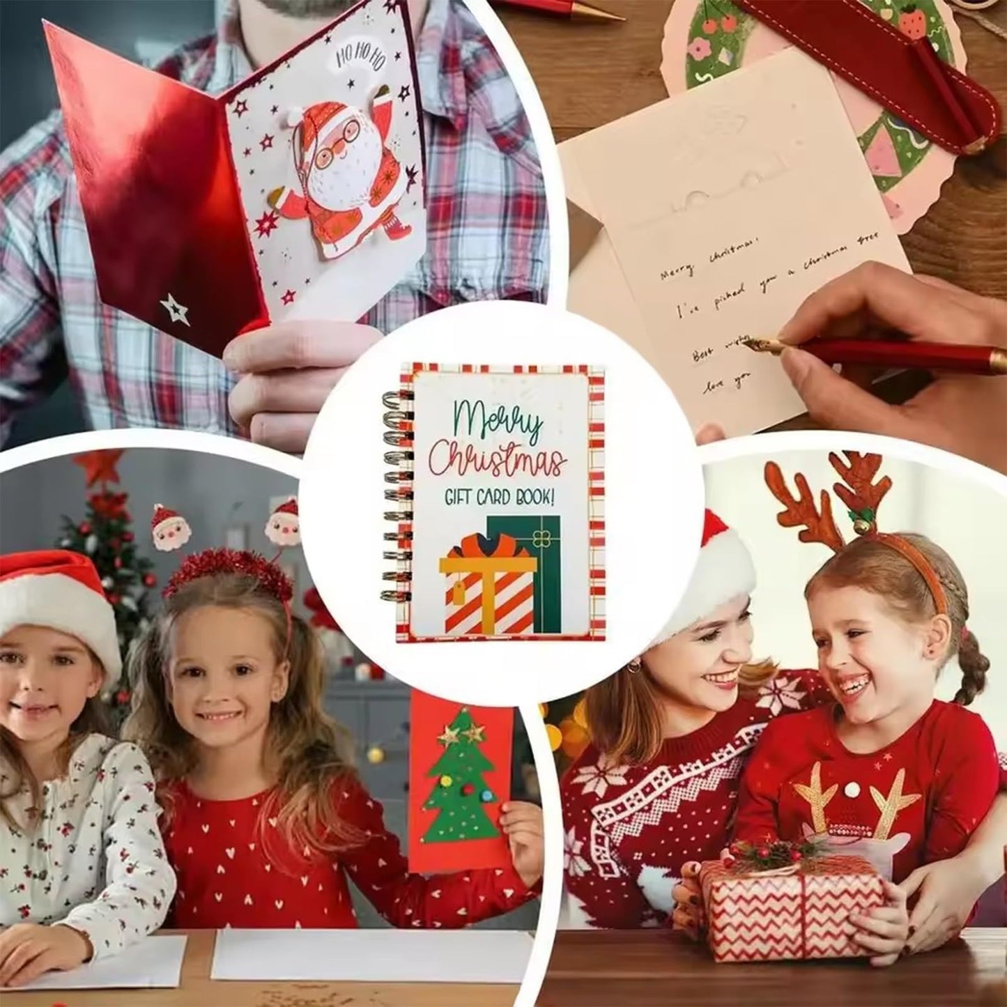 Christmas Gift Card Book Holder, DIY Spiral Bound Merry Christmas Gift Card Book 5x7 Pages Open When Envelopes, Holiday Student Gifts for Her-Him-Friends-Son College Care Cards Package(3pcs)