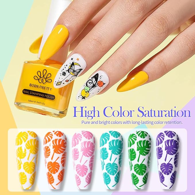 Born Pretty Nail Art Stamping Polish Halloween Nail Polish Set Manicure Print Nails Polish for Stamping Plates 24 Colors Bulk Nail Polish Set Gift Collection