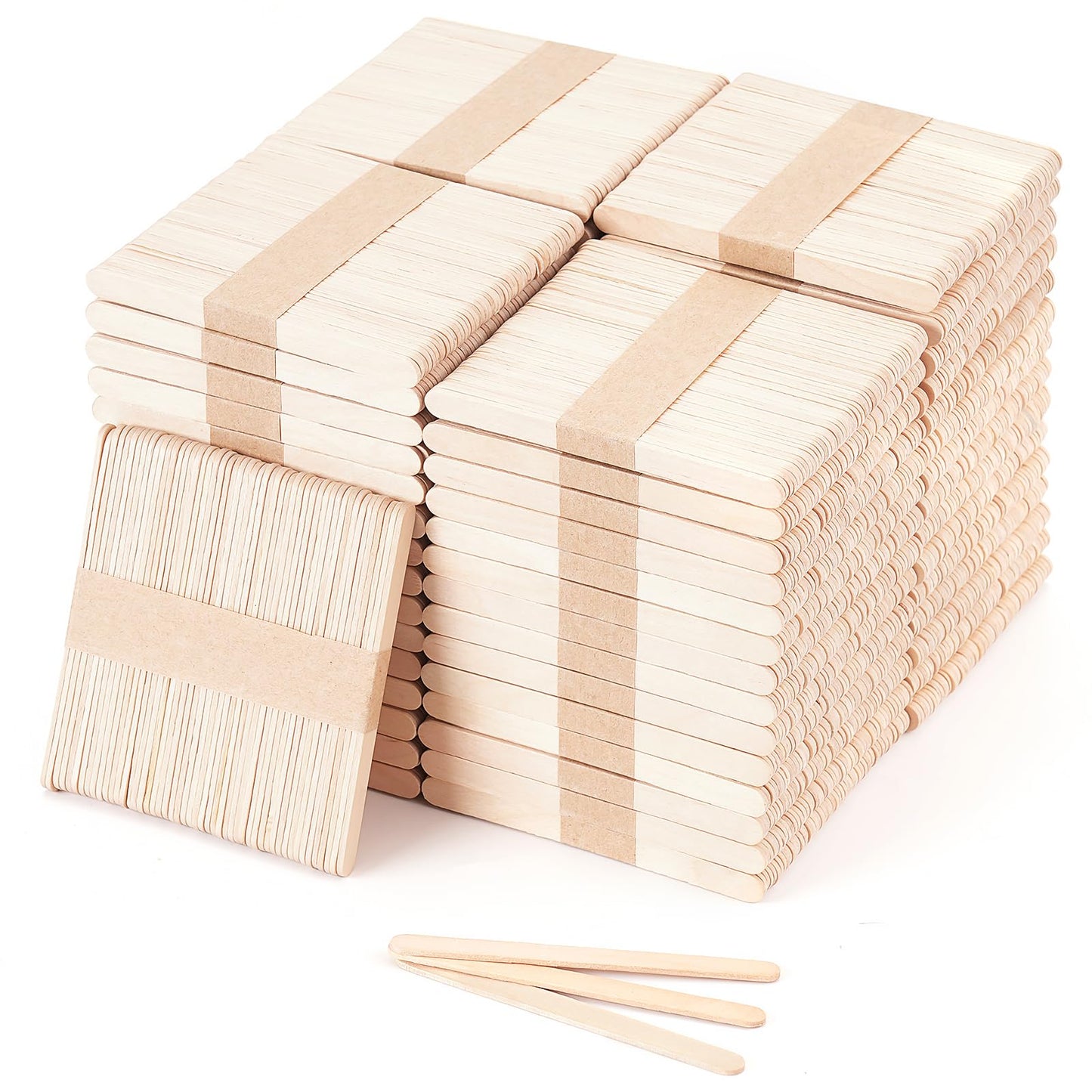 3000pcs 4.5" Wooden Craft Sticks, Popsicle Sticks for Waxing, Ice Cream Sticks, Wooden Sticks for Crafts, Hair Removal and Waxing Supplies, Creative Designs and Home Art Projects