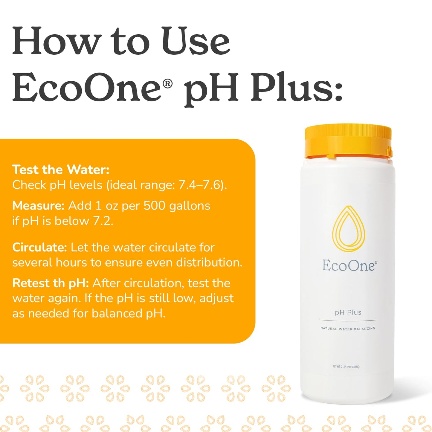 pH Plus by EcoOne | Natural Water pH Increaser for Hot Tub Application | Chlorine-Free, Phosphate-Free Hot Tub pH Increaser | Increases Alkalinity & Neutralizes pH to Prevent Scale & Buildup, 2 Lbs
