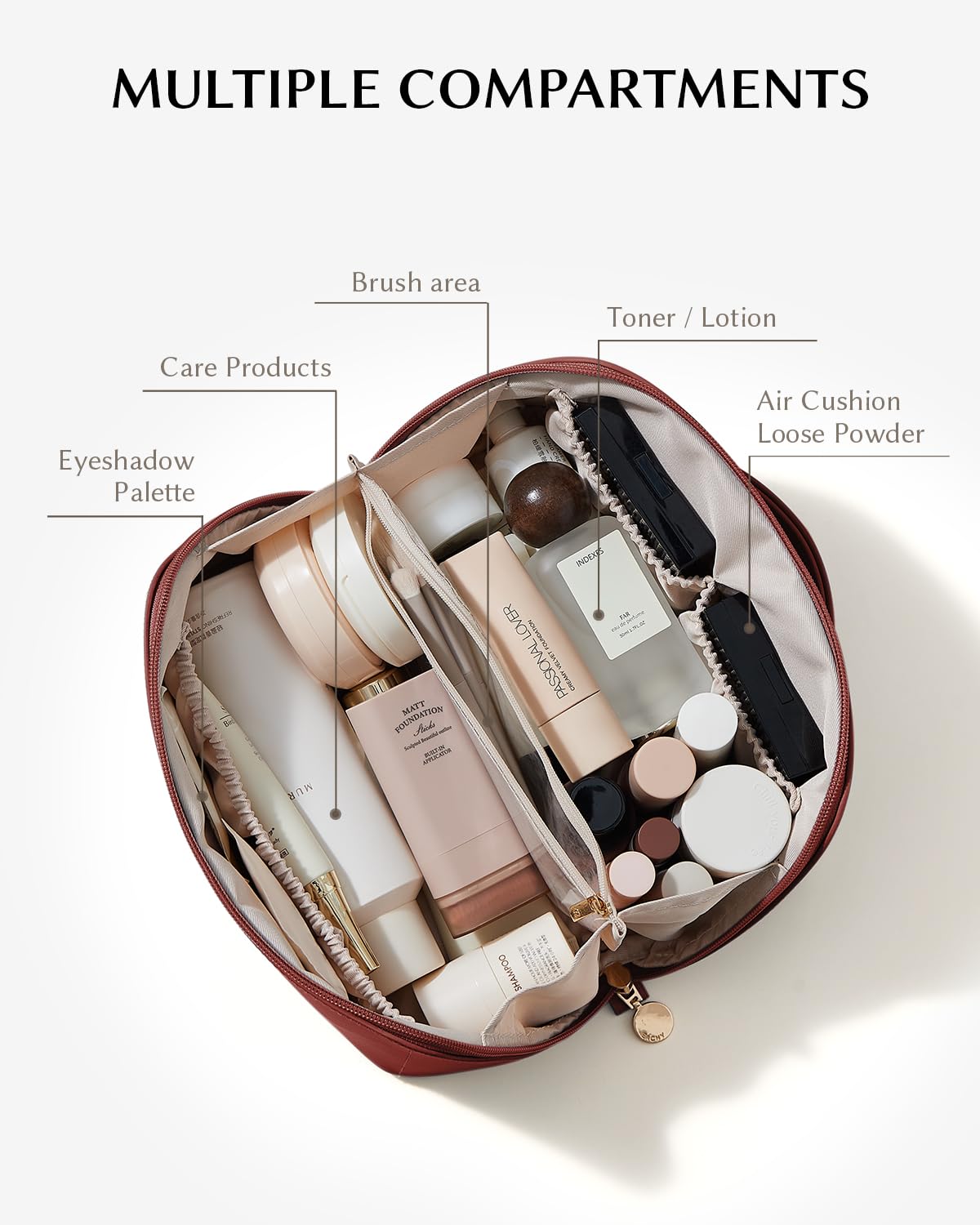 EACHY Travel Makeup Bag,Large Capacity Cosmetic Bags for Women,Portable Pouch Open Flat Toiletry Bag Make up Organizer with Divider and Handle