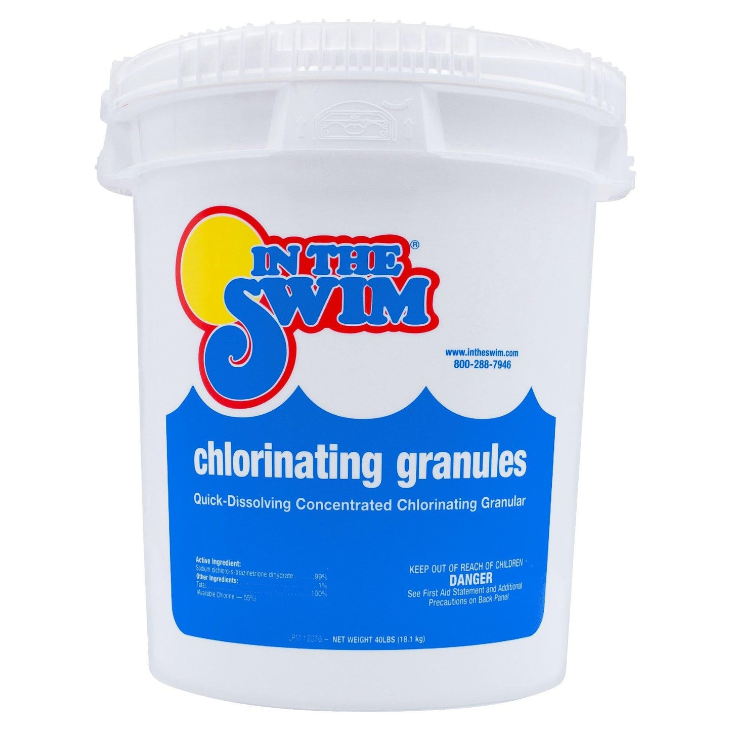In The Swim Sodium Dichlor Chlorine Shock Granules for Sanitizing Swimming Pools – Fast Dissolving, pH Balanced Sanitizer - 56% Available Chlorine, 99% Sodium-Dichlor – 40 Pound