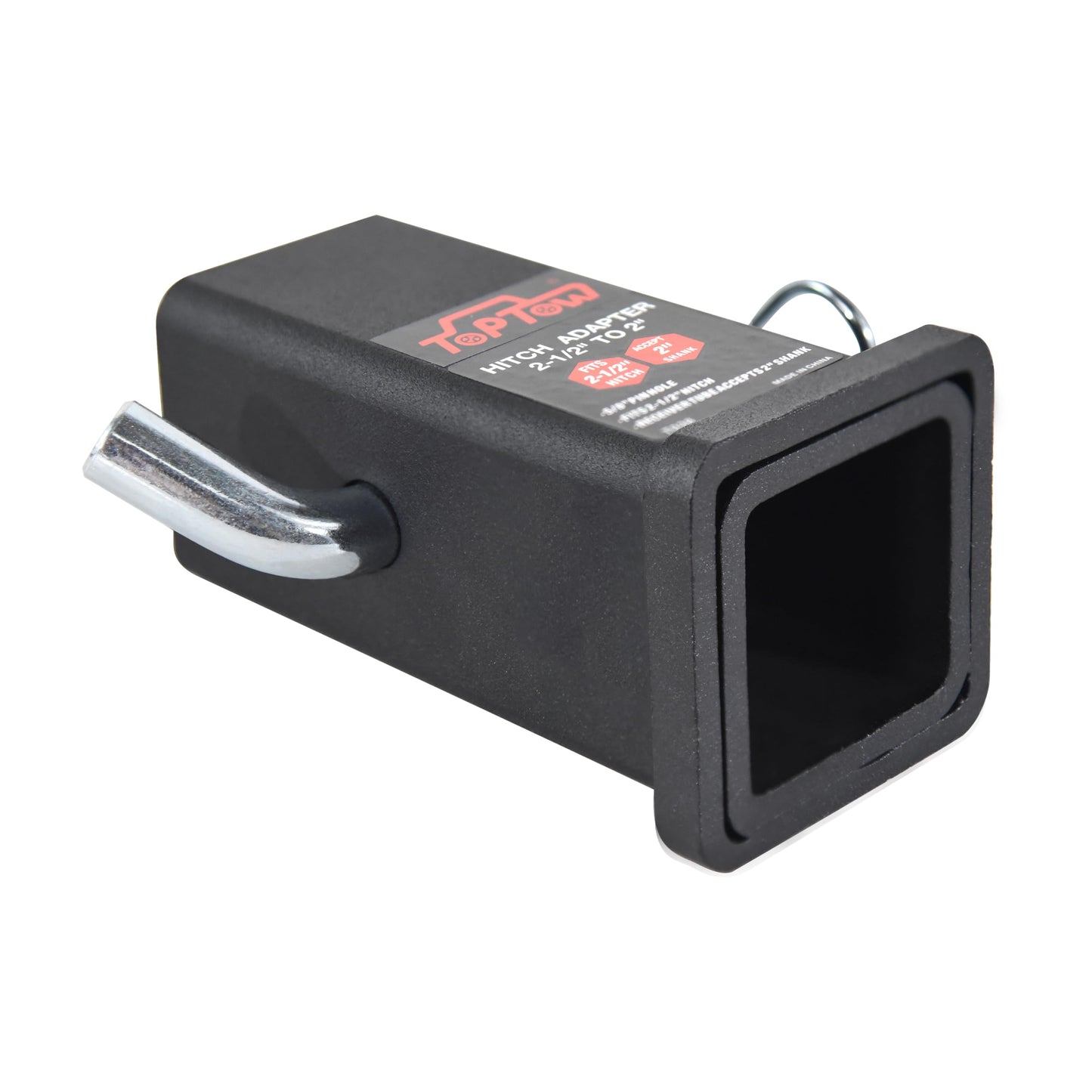 TOPTOW 64028HP Trailer Hitch Adapter 2-1/2" to 2" Hitch Reducer Sleeve Carbon Steel, 5/8 inch Pin & Clip Included