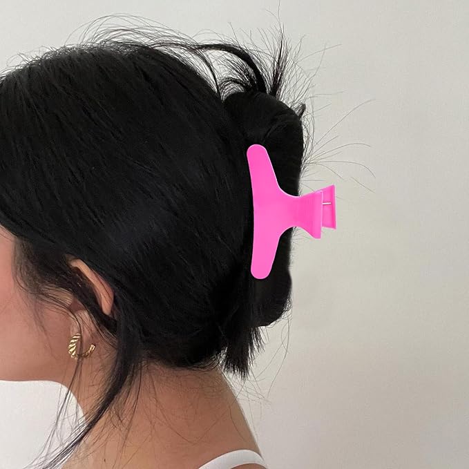 Hair Sectioning Clips, 12 Pack, Pink and White, 3.14 Inch, Plastic Styling Clamps for Salon and Home Use