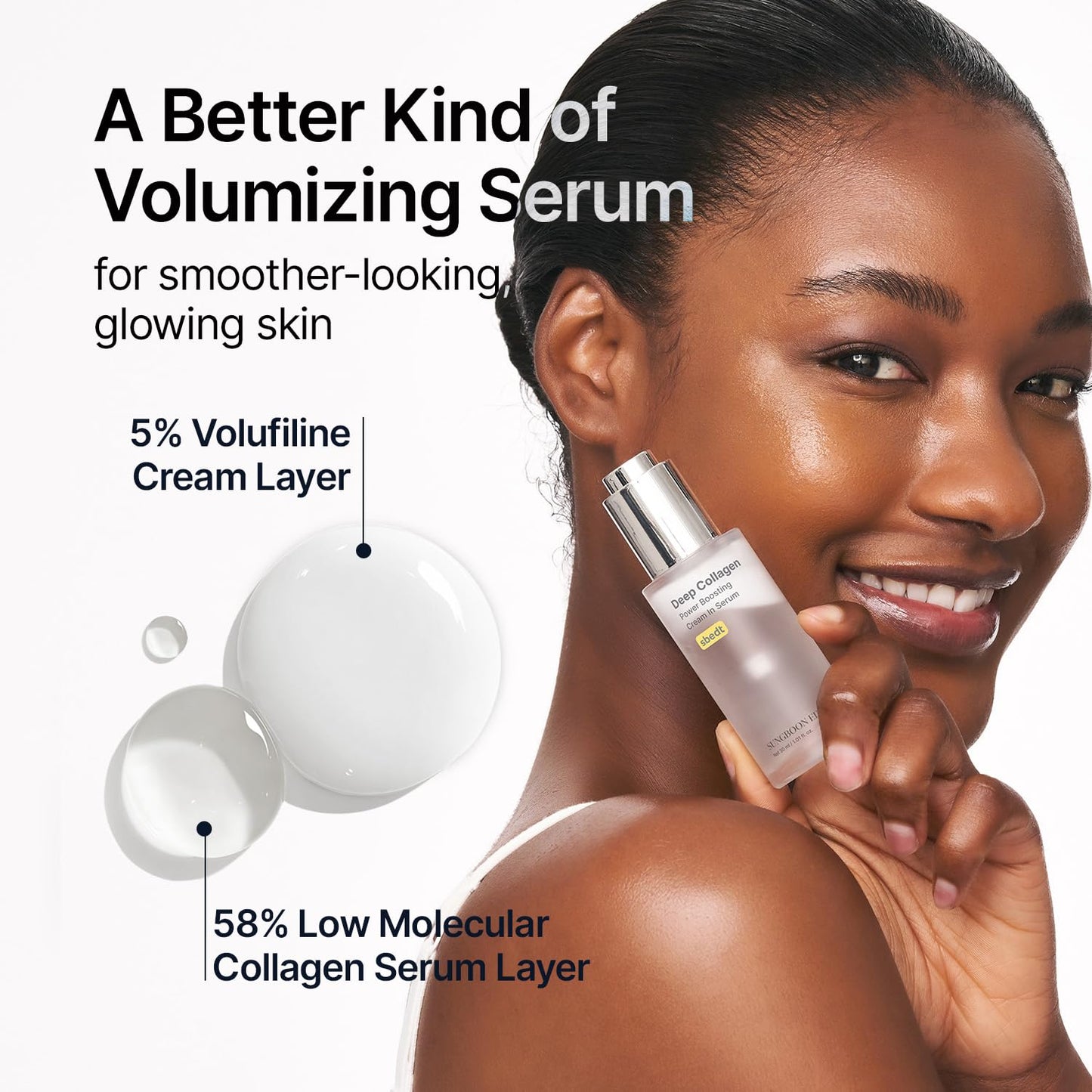 SUNGBOON EDITOR Deep Collagen Serum | 5% Volufiline + 58% Low Molecular Collagen + 2% Niacinamide | Hydrating & Smoothing Face Serum | Korean Skincare, 1.01 fl oz | Gifts for Women