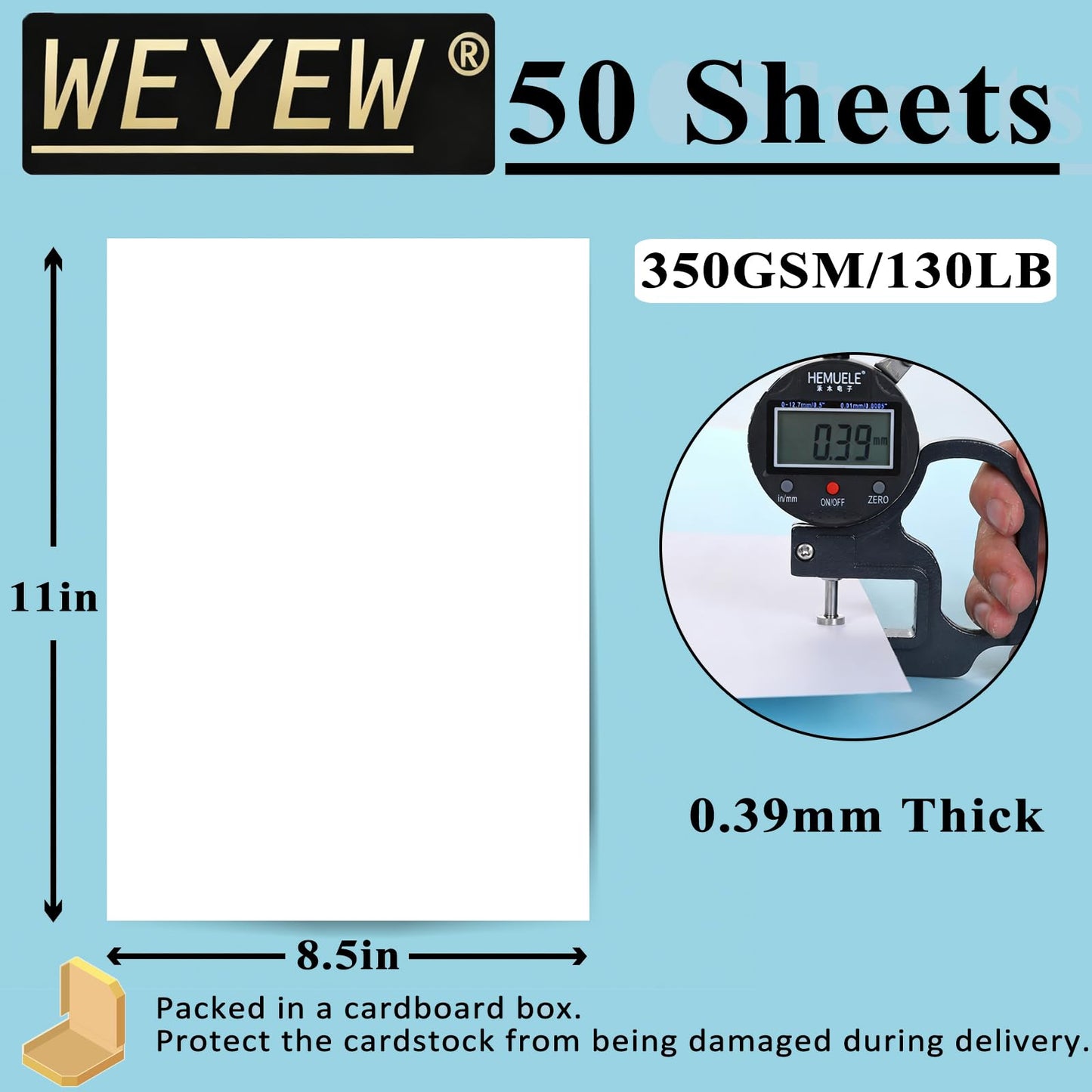 50 Sheets 130lb White Cardstock, 8.5" x 11", Extra Heavy Duty Bright White Paper for Card Base DIY Craft Card Making, 130LB Cover 350 GSM