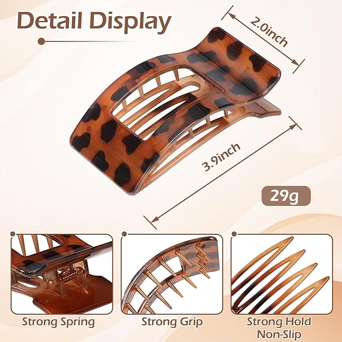 French Flat Hair Clips for Women 6pcs Hair Claw Clips for Thick or Thin Hair Matte Claw Clips for Girls Barrettes Non-Slip Strong Hold Hair Accessories for Women (Tortoise)