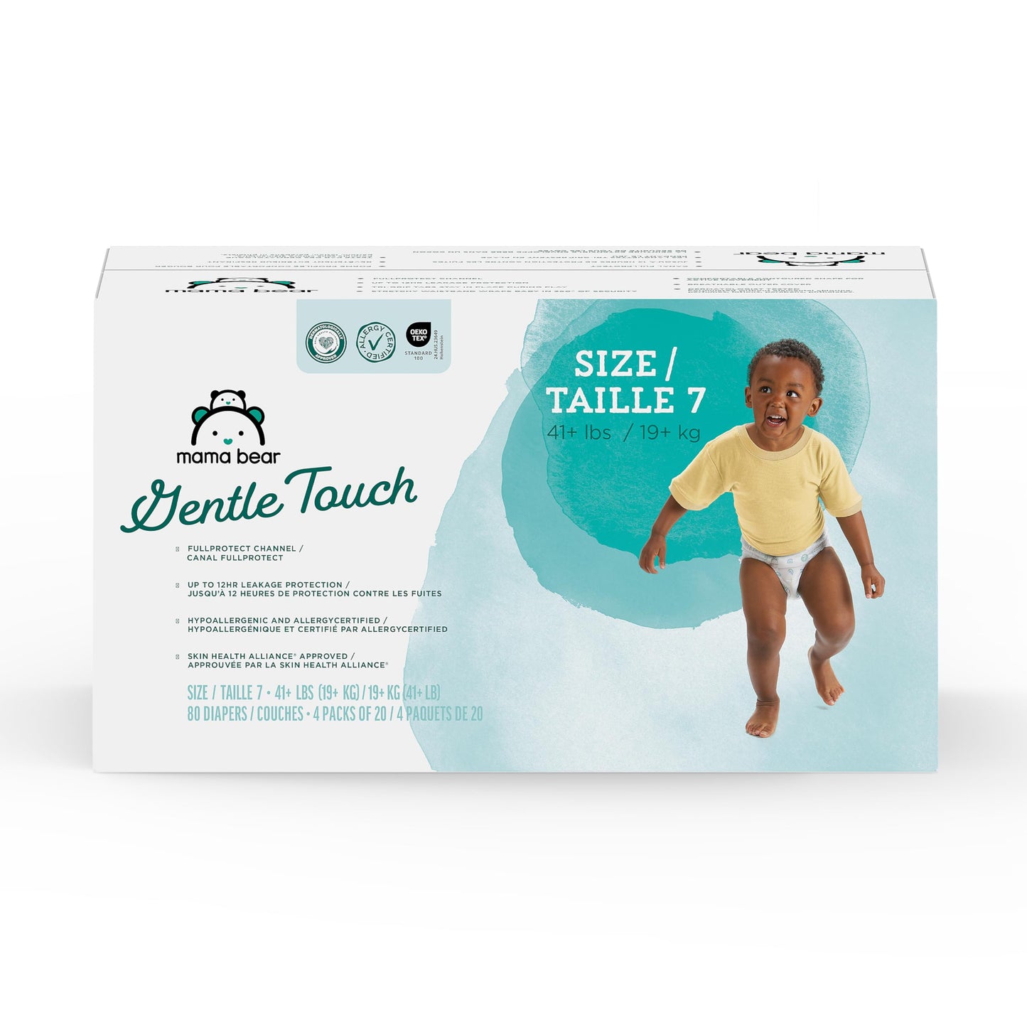 Amazon Brand - Mama Bear Gentle Touch Diapers, Size 7, 80 Count (4 packs of 20)