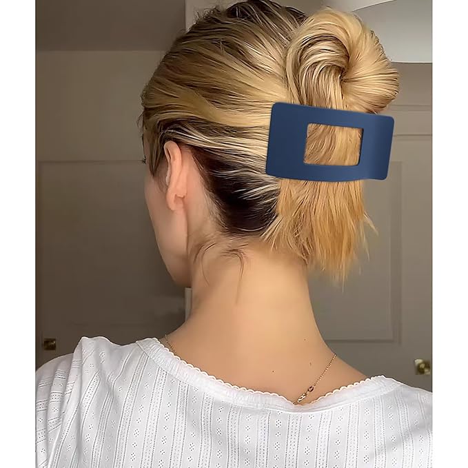 Velscrun Flat Hair Clips for Women Girls, Coffee Color Matte Lay Flat Claw Clips, Strong Hold Large Side Hair Clip All Hair Types, French Duck Billed Non Slip Grip Daily Styling Hair Jaw Claw Clip