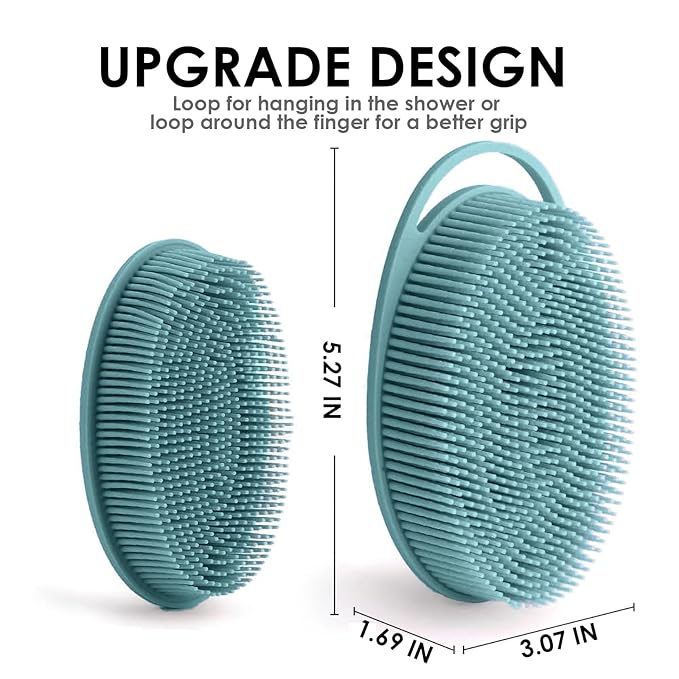 Silicone Body Scrubber Ã¢ÂÂ Dual-Sided Silicone Loofah for Shower, Set of 2 Soft Exfoliating Body Bath Shower Scrubber Loofah Brush Easy-to-Clean for Sensitive Kids Women Men All Kinds of Skin
