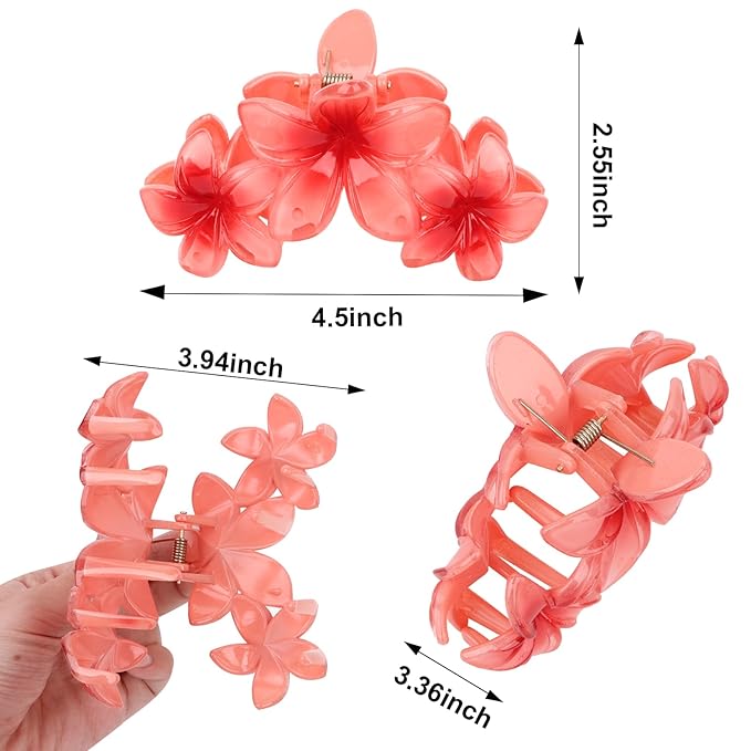 Ondder 4 Pcs Hair Clip, Flower Hair Clips for Women, 4.5 Inch Large Claw Clips, Non Slip Strong Hold Hair Clips for Thick Hair, Hair Accessories for Women Girls