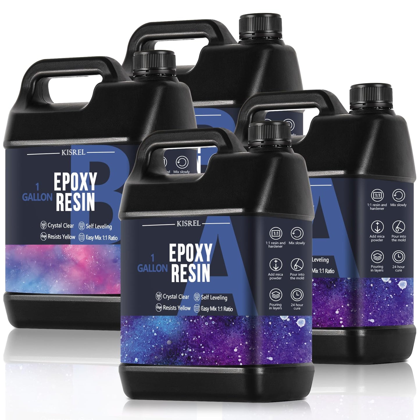 KISREL Epoxy Resin 4Gallon - Crystal Clear Epoxy Resin Kit - No Yellowing No Bubble Art Resin Casting Resin for Art Crafts, Jewelry Making, Wood & Molds