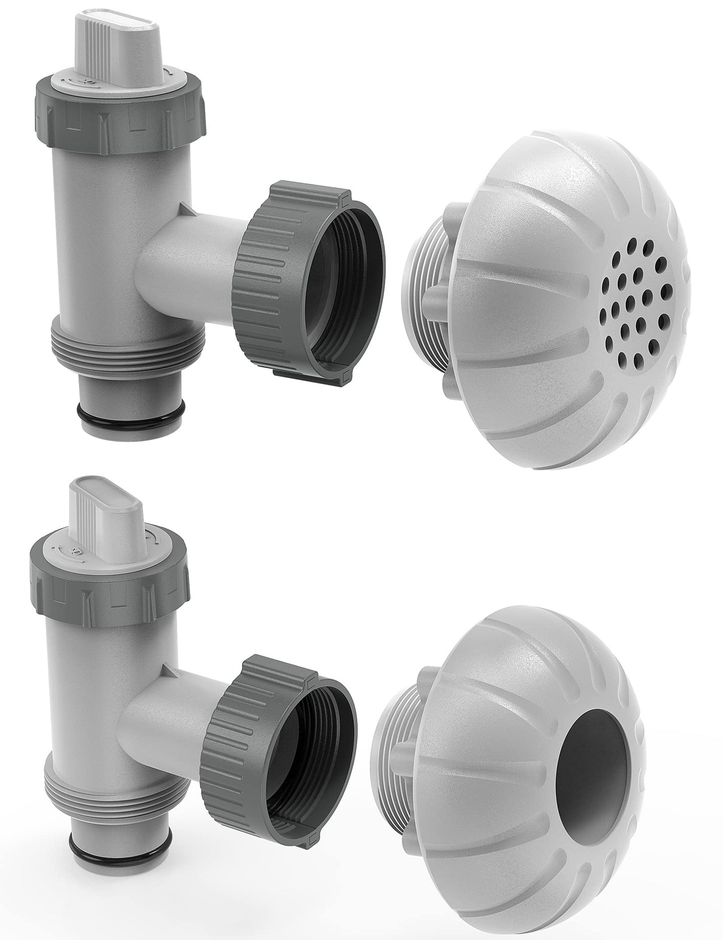 MASCARRY Above Ground Pool Parts, Plunger Valves for Pools Replacement Parts, Pool Pump Part with On Off Plunger Valves, 1.5" Outlet Strainer & Inlet Nozzle, Pool Hose Adapter for Sand Pump
